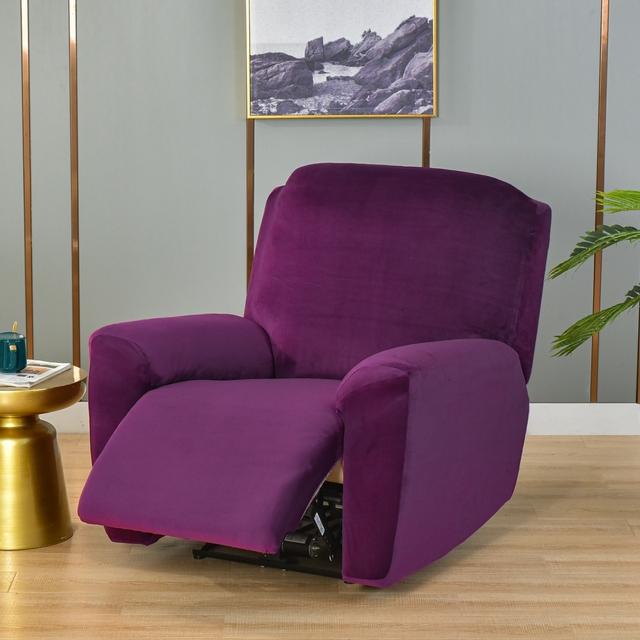 

Сплошной цвет, мягкий бархатный эластичный чехол для кресла для ленивых мальчиков, чехлы для стульев, чехол для кресла с откидной спинкой для дома фиолетовый