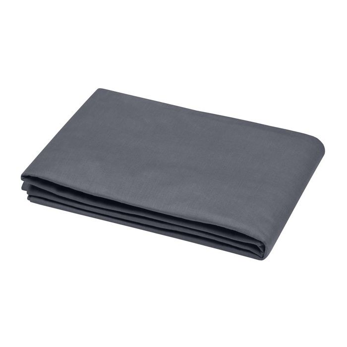 Drap Plat - Edens - 240 X 300 Cm - 100% Coton - Ardoise - Doux Et Respirant