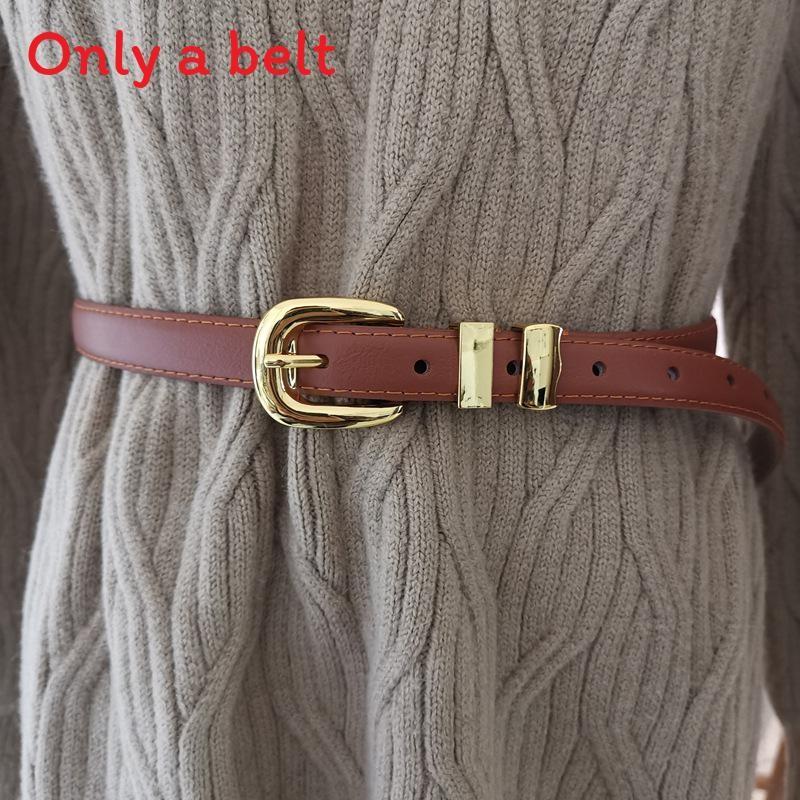 Leather Womens Belt With Alloy Buckle For Casual Vintage Style