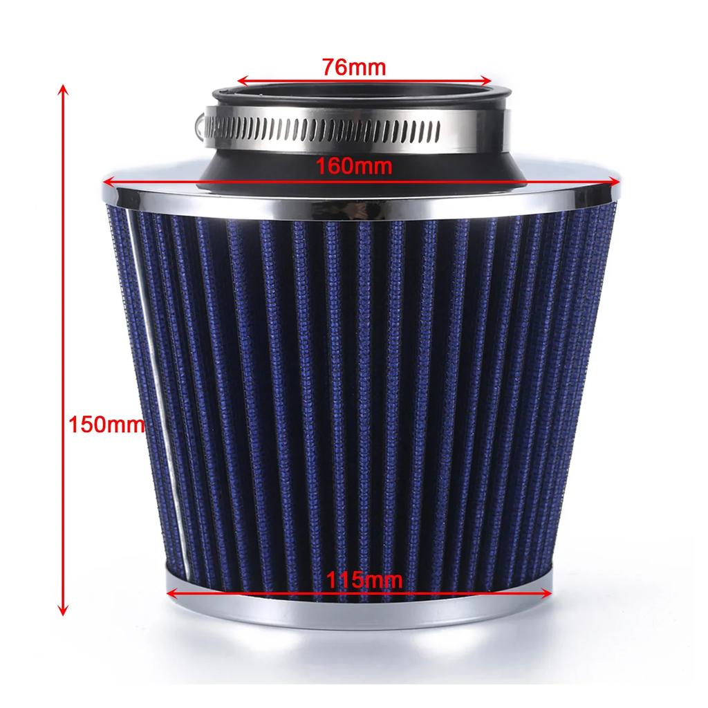 76mm Auto Umgerüstet Winter Pilzkopf Luftfilter Ansaugrohr Filter High Flow Hoch Kaltluftfilter Aluminium Rohr Kit