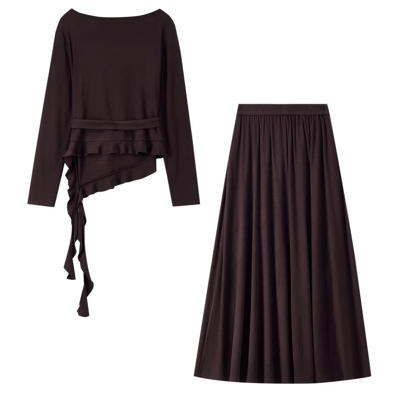 Elegant Pleated Top & A-line Skirt Set