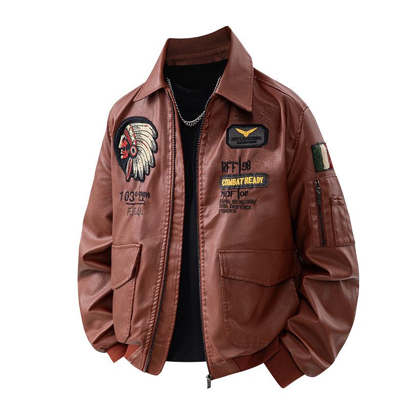 Giacca in pelle ricamata stile binshi 25 autunno e inverno nuovo adesivo ricamato stampato su misura giacca in pelle ricamata