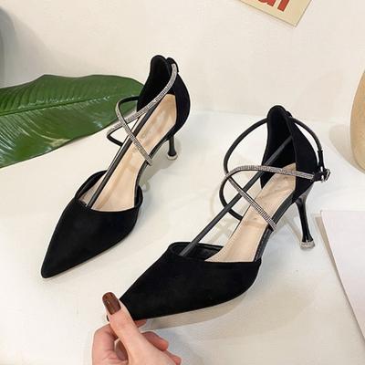 Sapatos femininos de salto alto strass novo apontou stiletto moda sexy preto casamento senhoras sapatos zapatos para mujeres