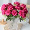 7-Head Artificial Rose Realistic Fake Flower Bouquet Home Office Wedding Party Indoor Outdoor Faux Bloom Table Centerpiece Decoration