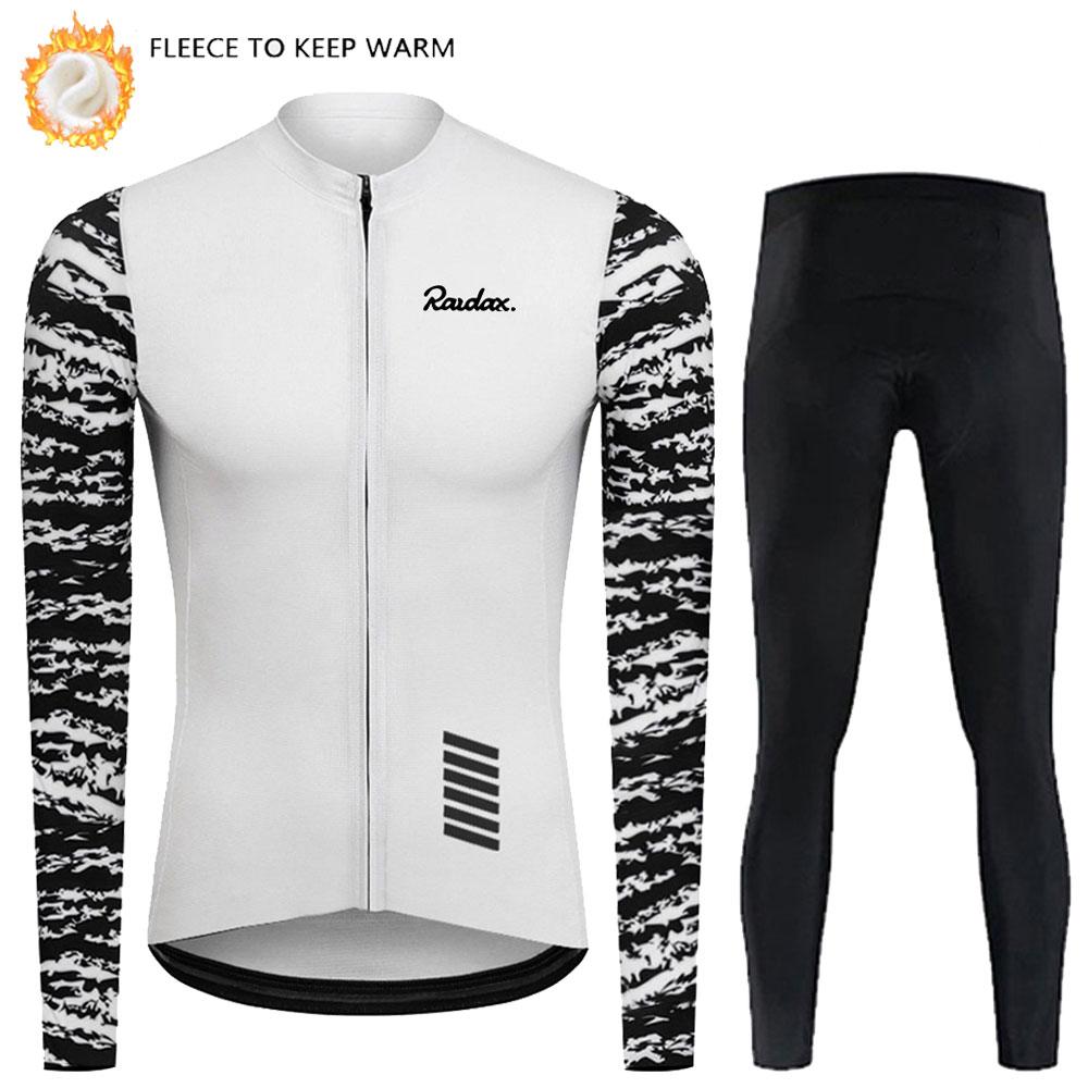 Winter Thermal Fleece Man's Long Sleeves Warm Cycling Jersey Set Windproof Warm MTB Road Bike Sportswear 2026 Winter Fleece Warm Cycling Suit Set