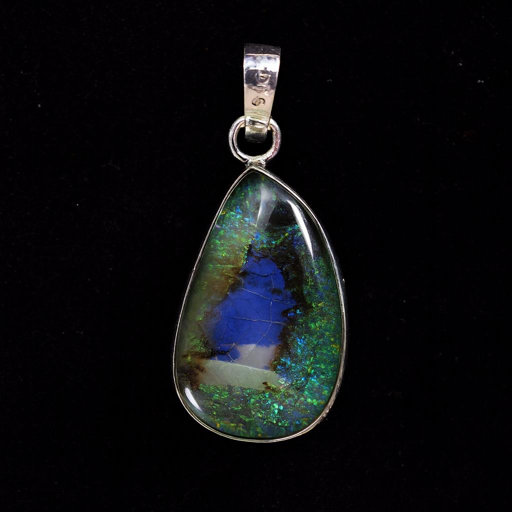 Natural Aurora Opal 25.65 Ct 925 Sterling Silver Pendant best Gift