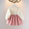 Baby Girl Autumn Faux Two Piece Long Sleeve Dress Infant First Birthday Party Princess Gown Formal Outfit