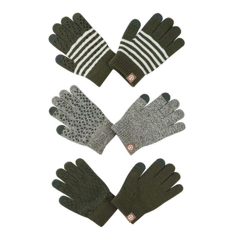 

Детские вязаные перчатки на осень и зиму, флисовые термоперчатки для мальчиков и младенцев, женские утолщенные велосипедные лыжные перчатки армия зеленый