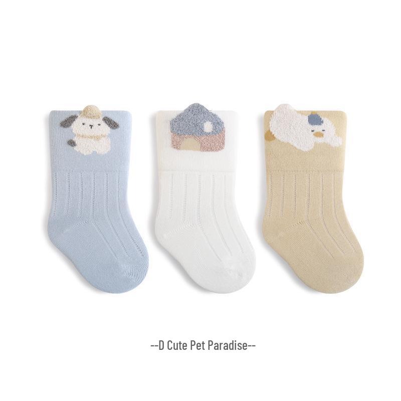 Autumn Newborn & Toddler Cotton Socks - Seamless, Loose Cuff, Antibacterial Mid-Calf 1-3 years M