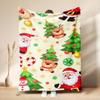 Christmas Flannel Blanket Santa Claus Puppy Soft Milu Deer, Warm Throw Blanket Winter New Year Gift For Kids, Couch Sofa Decor