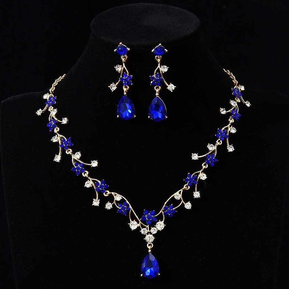Golden Exquisite Jewelry Sets Shiny Choker Necklace Earring Set  Jewelry Gifts