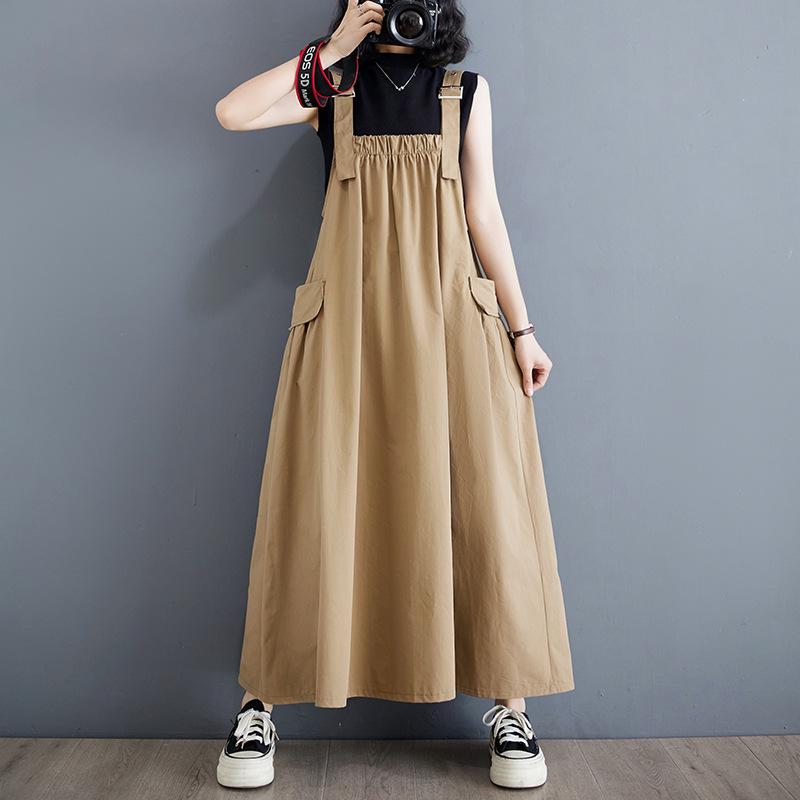 Sleek Summer Korean-Style Plus-Size Spaghetti Strap Overalls Dress