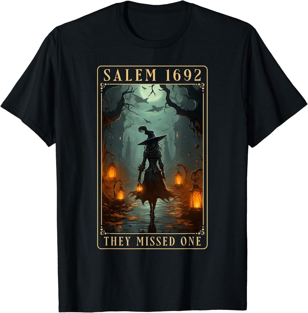 

Salem 1692 They Missed One Halloween Witch Trials Women T-shirt Tops Tee Size S-4XL L