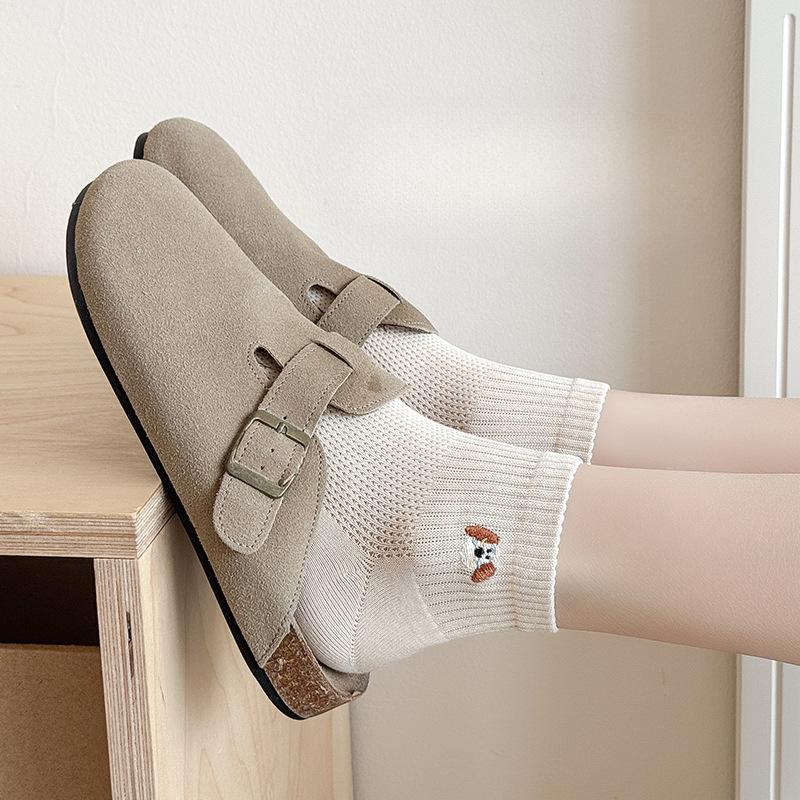 Boat Socks, Pure Cotton Women's Spring and Summer Thin Short Cotton Socks, Mesh Embroidered All-cotton Socks