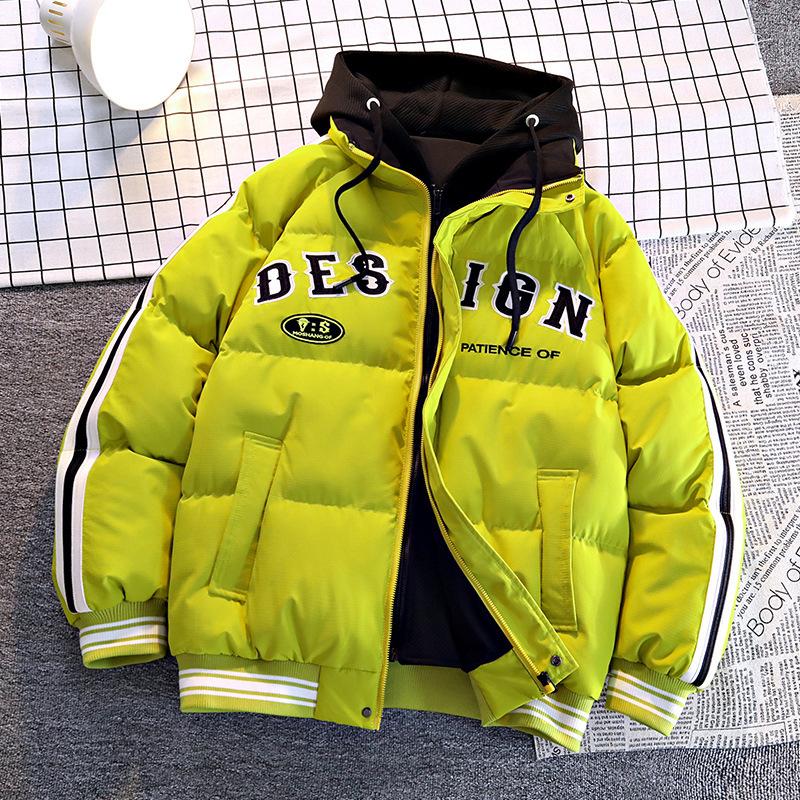 Fake Two-piece Cotton Coat for Men's Winter New Style Teenager Thickened Men's Down Cotton Coat Jacket