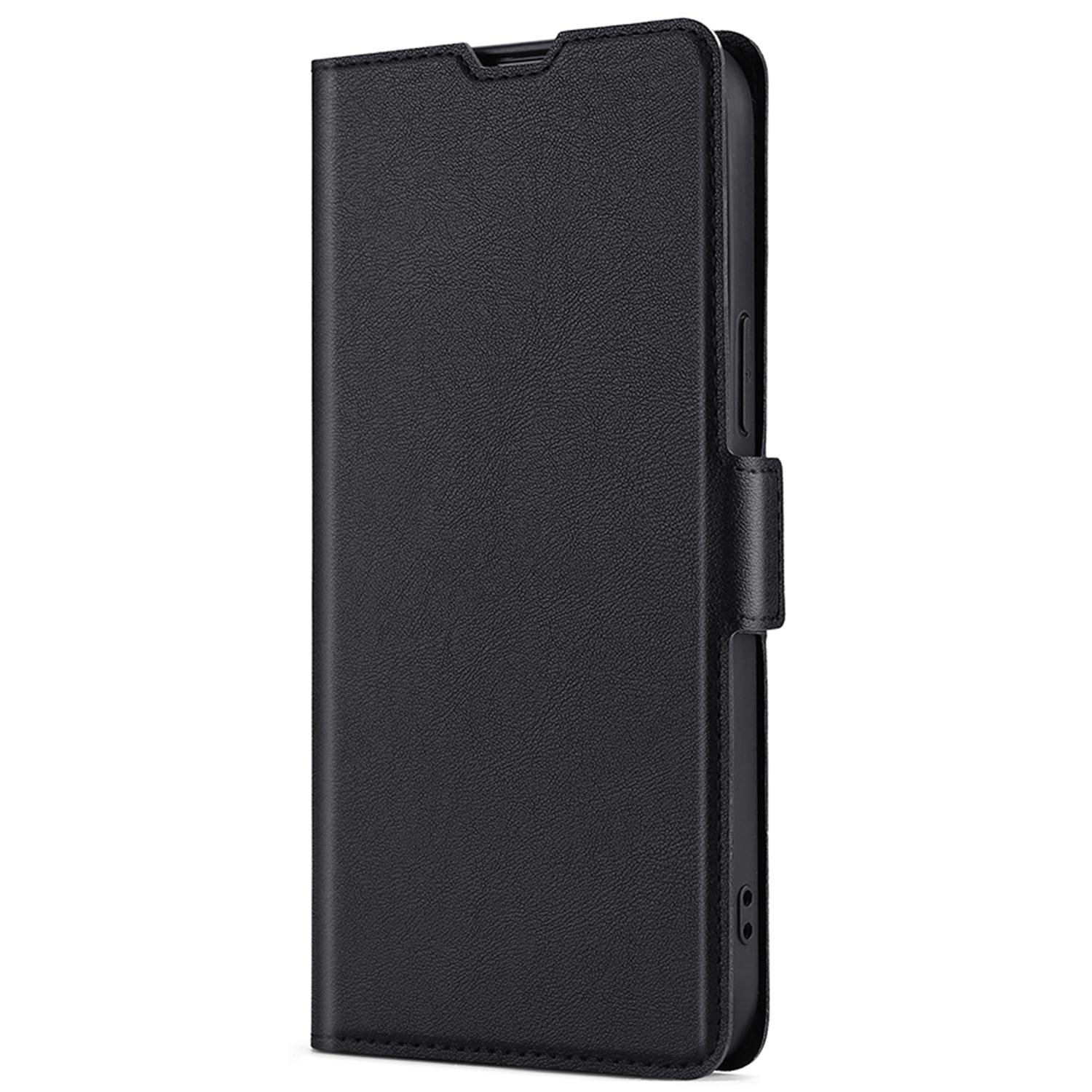 

Ultra-thin Side Magnetic Clasp PU Leather Cover Phone Stand Case with Card Slot for iPhone SE (2022)/SE (2020)/8/7 2020 Black