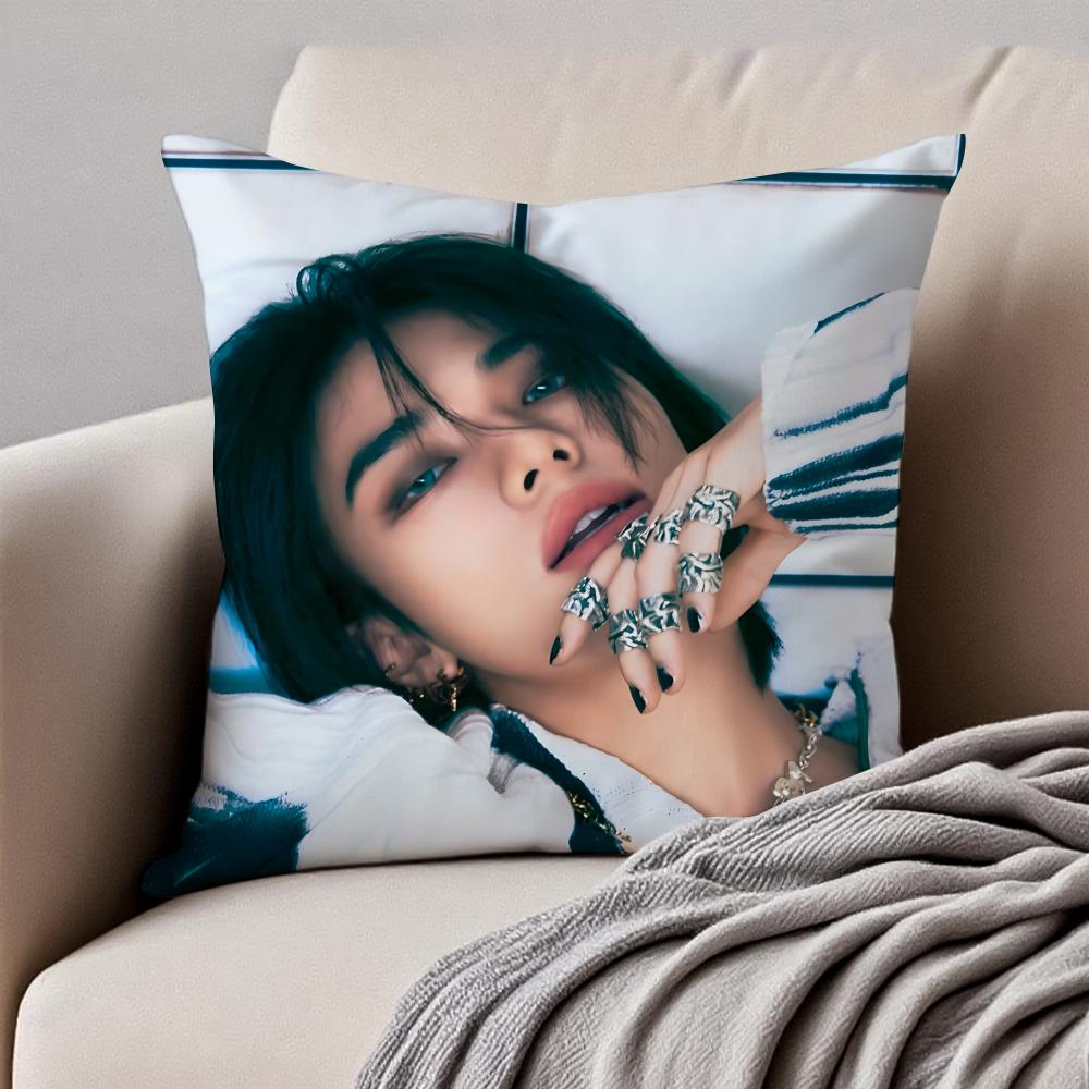Handsome Kpop Idol HHwang HyunJin Cushion Cover Pillowcase Antidustmite Invisible Zipper Short Plush Sofa Cushion