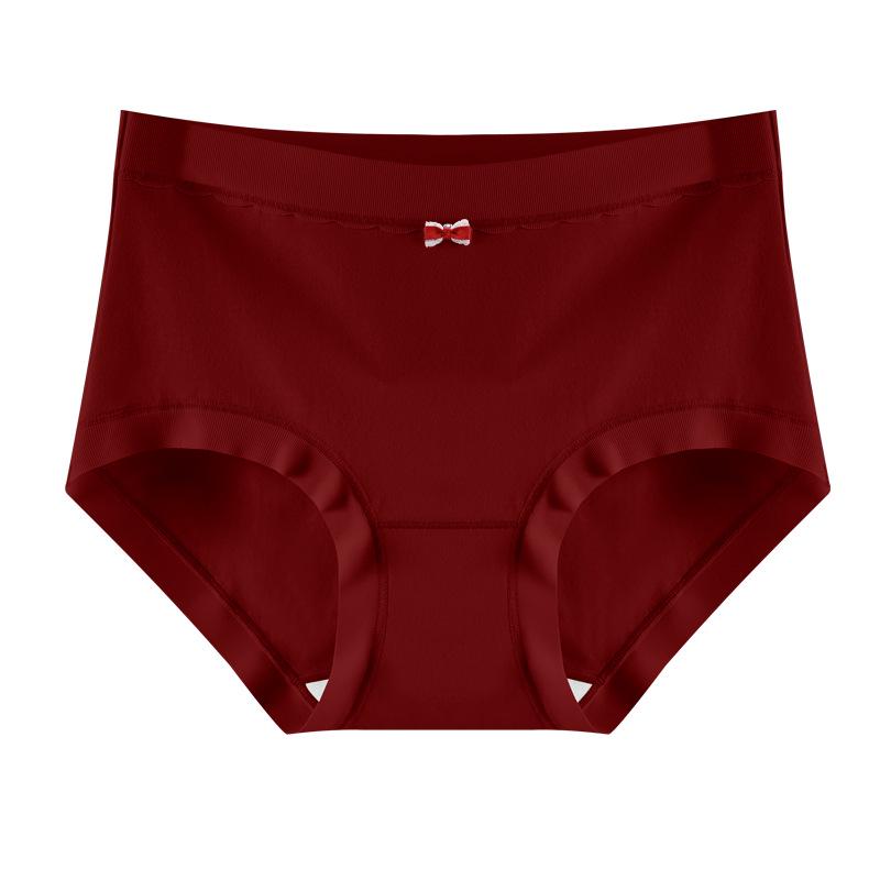 Women's Mid-Waist Breathable Cotton Underwear with Mulberry Silk Crotch and Antibacterial Seamless Design