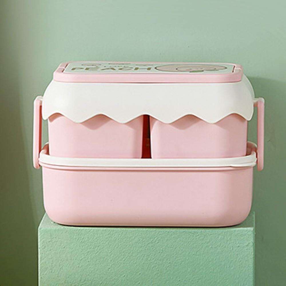 Fruit Pattern Plastic Lunch Box Drop-proof Compartment Lunch Box Cartoon Lunch Box  School