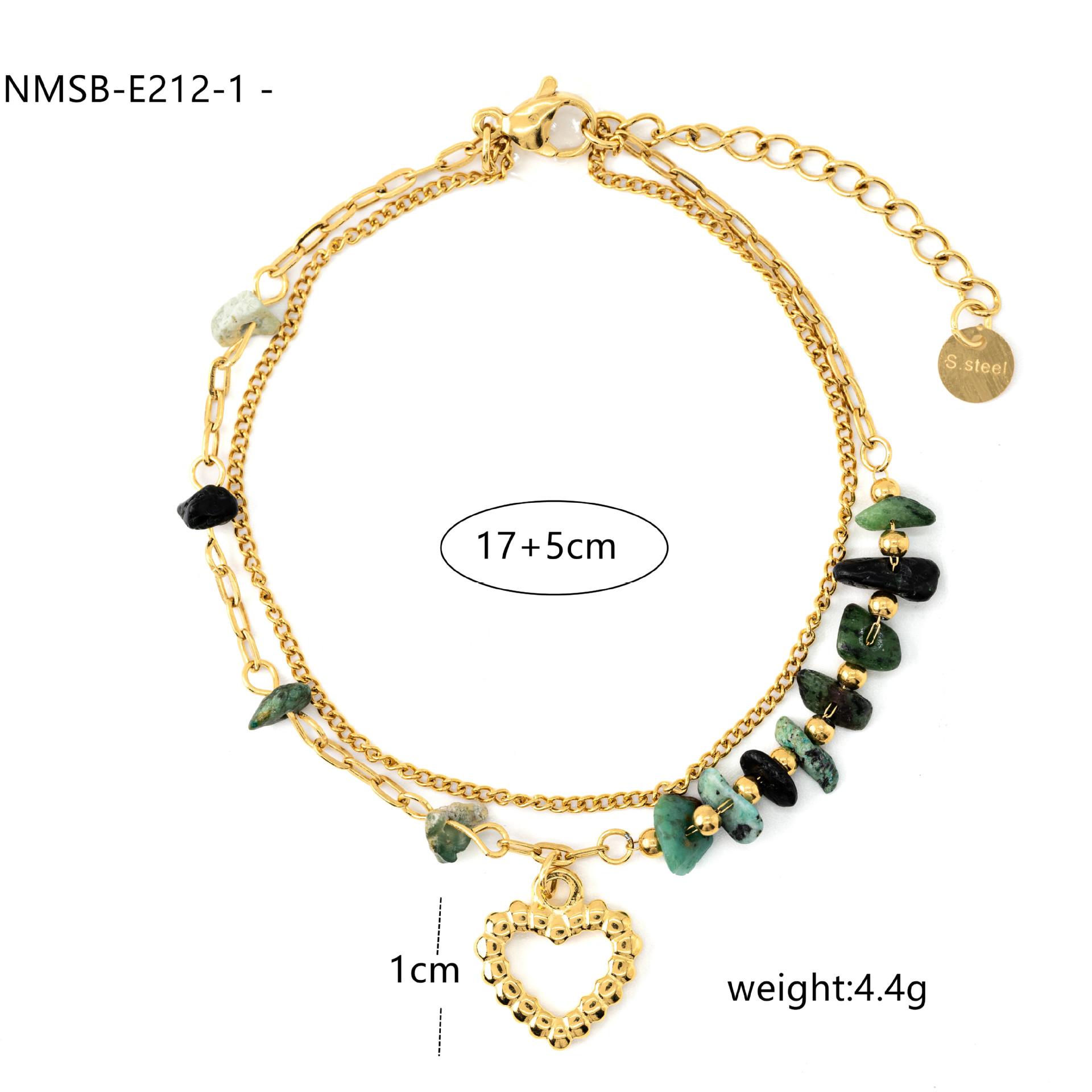 GEMCHIC Women s 18K Gold Stainless Steel Heart Shape Natural Stone Beads Pendant Bracelet Fashion Trendy Jewelry