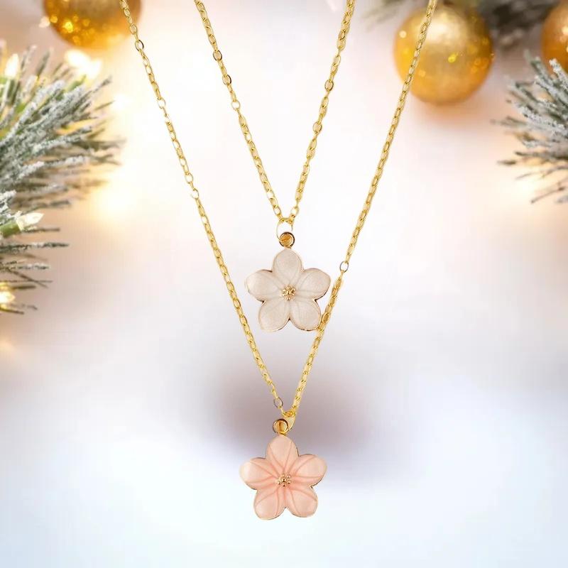 Beautiful Women's Cherry Blossom Pendant Necklace; Elegant Choker for Girls; Ideal for Parties, Weddings, and Gifts