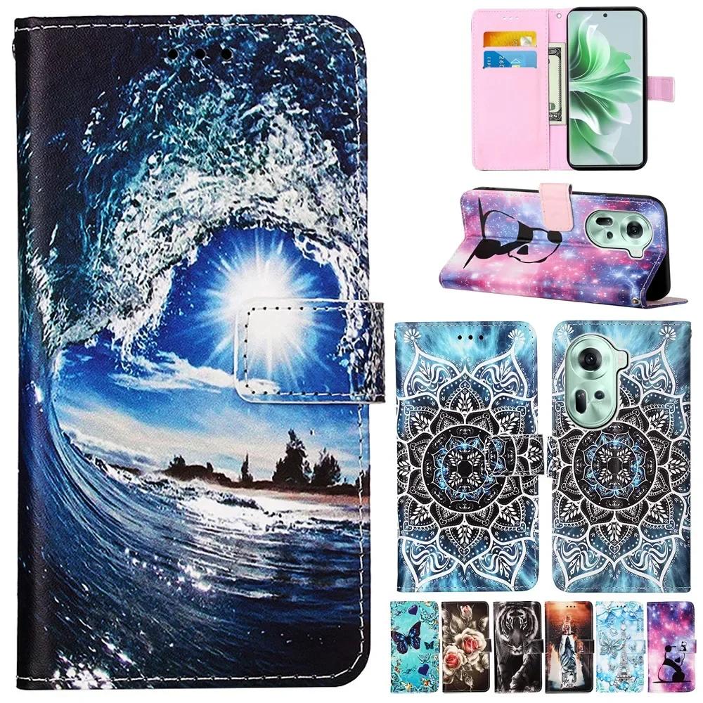 Skórzany portfel etui na OPPO A40 A60 A80 Reno 13 12 12F 12FS 9A 8T Find X8 X6 Pro X5 Lite A17 A52 A58 A78 A98 K12X Malowana okładka