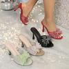 Women's Summer High-heeled Fine Heel Slippers Open-toe Bow Knot Large Size Hundred Sandals