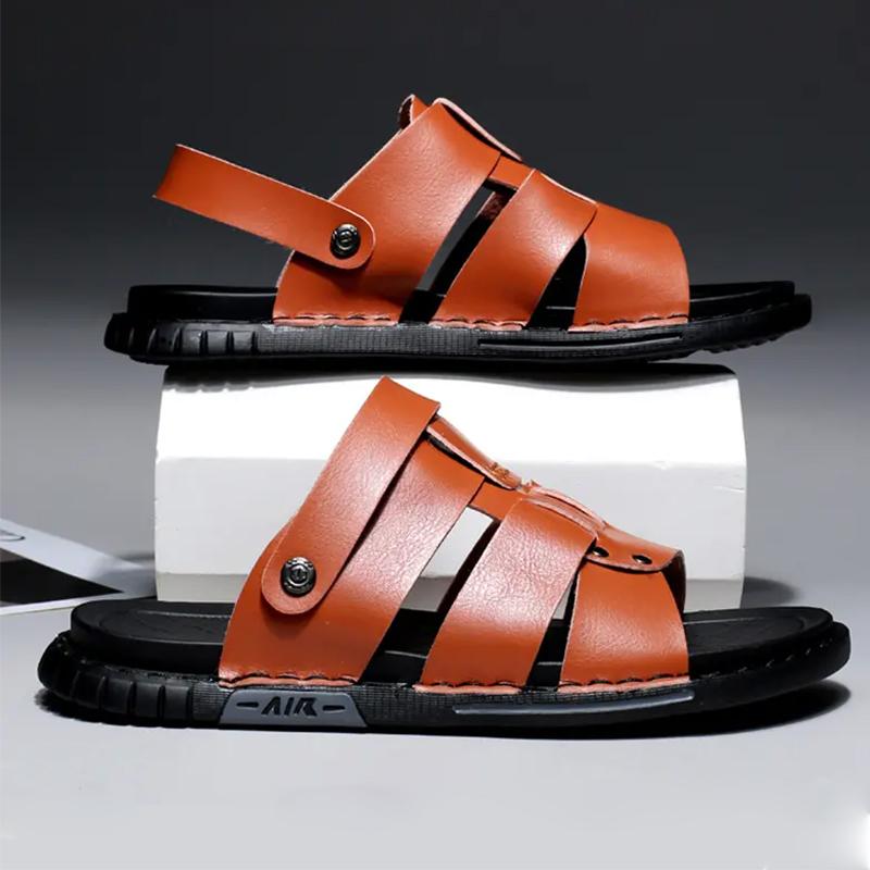 Beach Shoes Men Outdoor Lgihtweight Casual Sandals Men's Flip Flops Fashion Dark Pattern Design Non-Slip 2 Wear Method Size 45