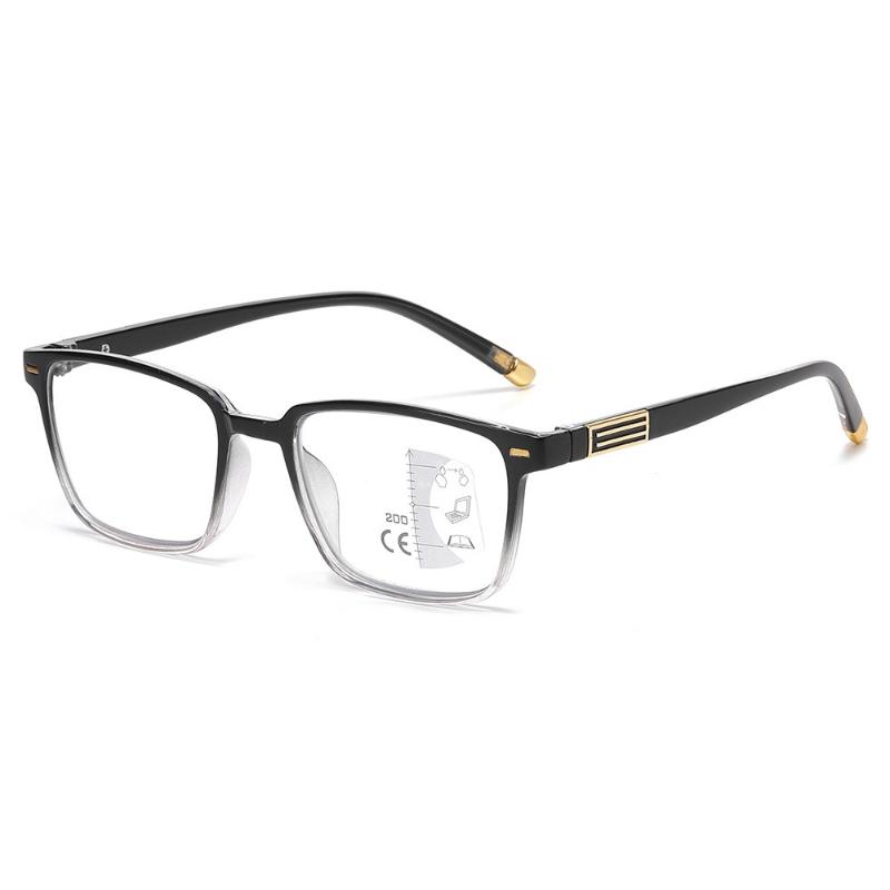 Progressive Multifocales Photochromic Reading Glasses Men's Retro Ultra Light Square Frame Anti Blue Light Eyeglasses Diopter