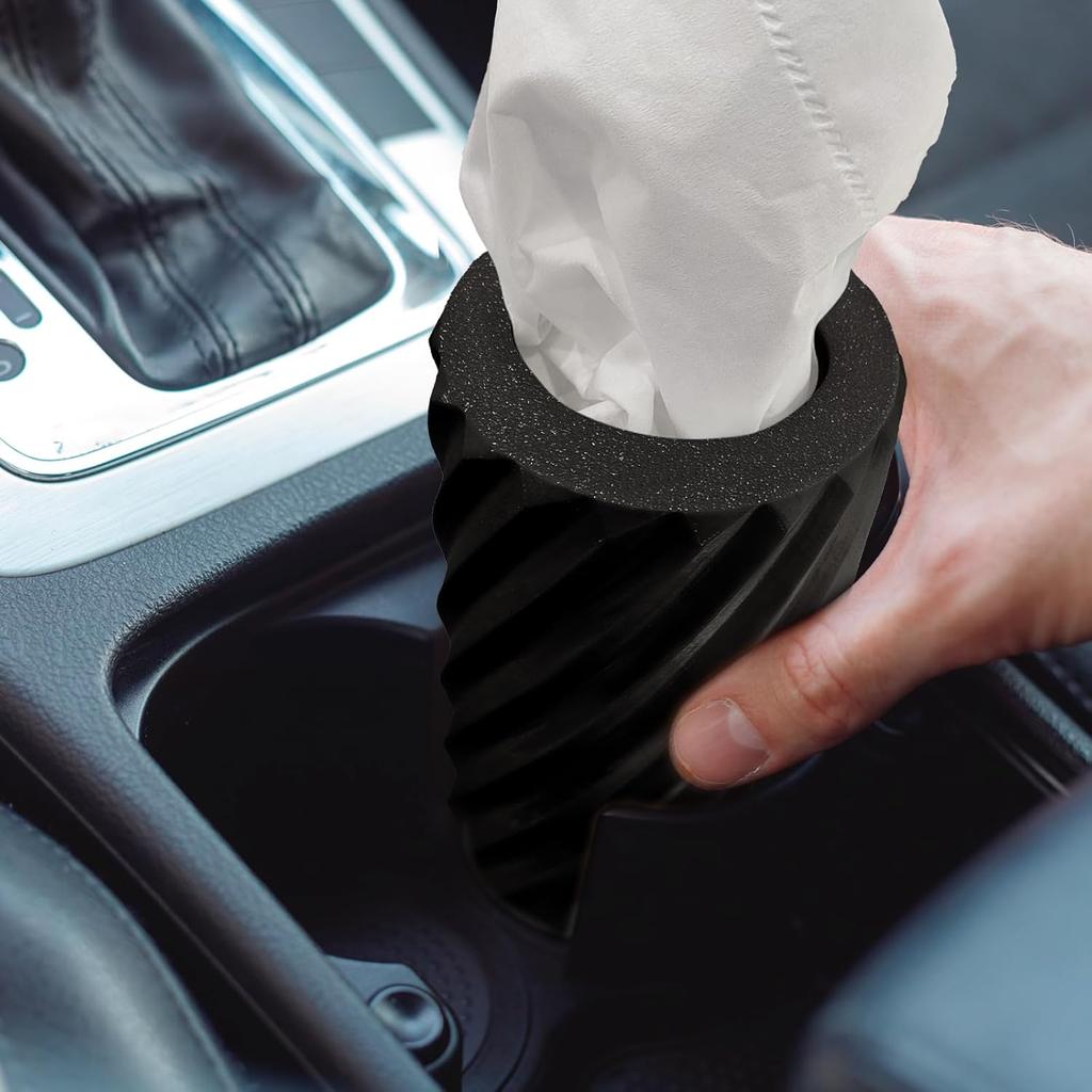 Car Tissue Holder, Refillable Round Cylinder with 3 Tissue Packs, Universal Fit for Vehicle Cup Holder, Home & Office, Car Accessories Interior