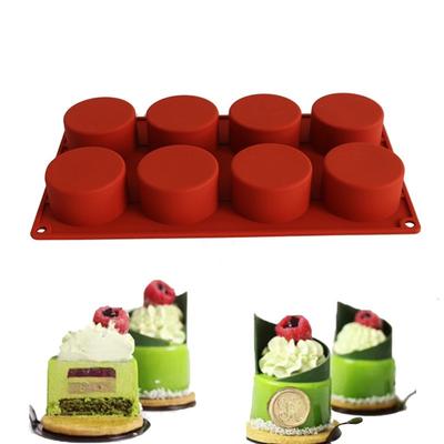 Molde Cilíndrico de Silicona de 8 Cavidades - Pastel de Mousse Francés Chocolate Helado Herramienta de Horneado DIY