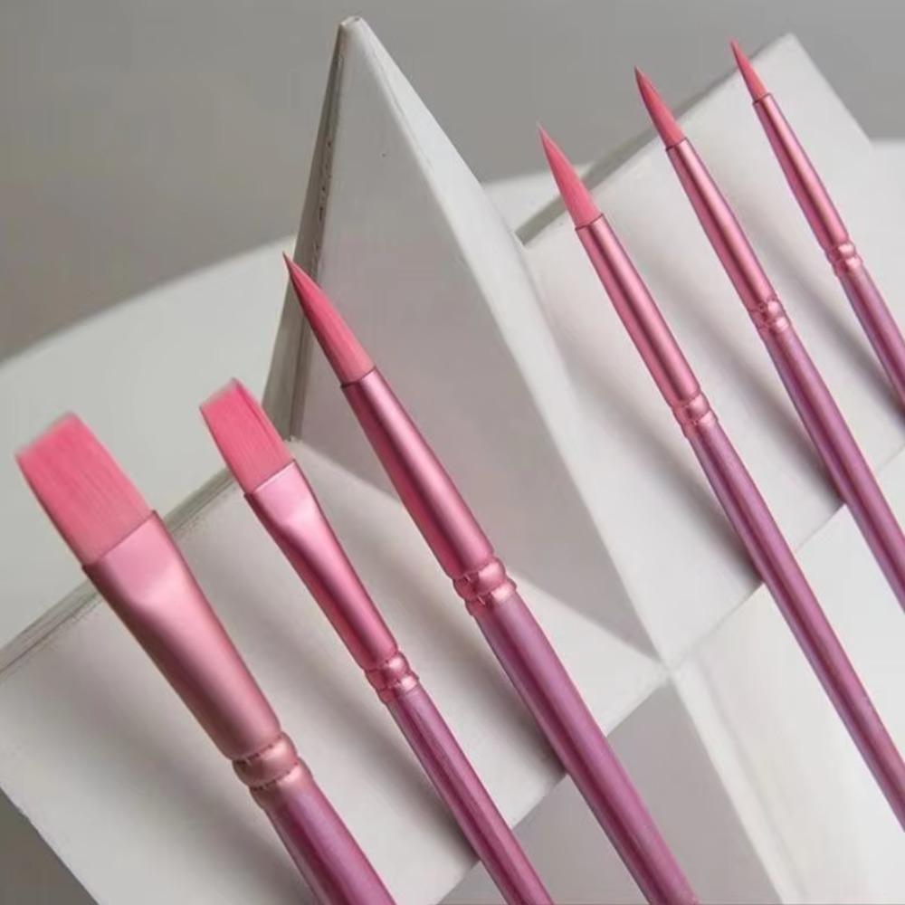 4/6 Pcs Pointed Round Flat Head Hand Drawn Watercolor Nylon Painting Material Watercolor Brush