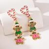 Trendy European & American Christmas Gingerbread Heart Tassel Stud Earrings for Women