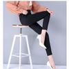Women's Fleece-Lined Stretchy High Waist Cropped Pants - Plus Size, Black, Versatile for Spring/Autumn 2025