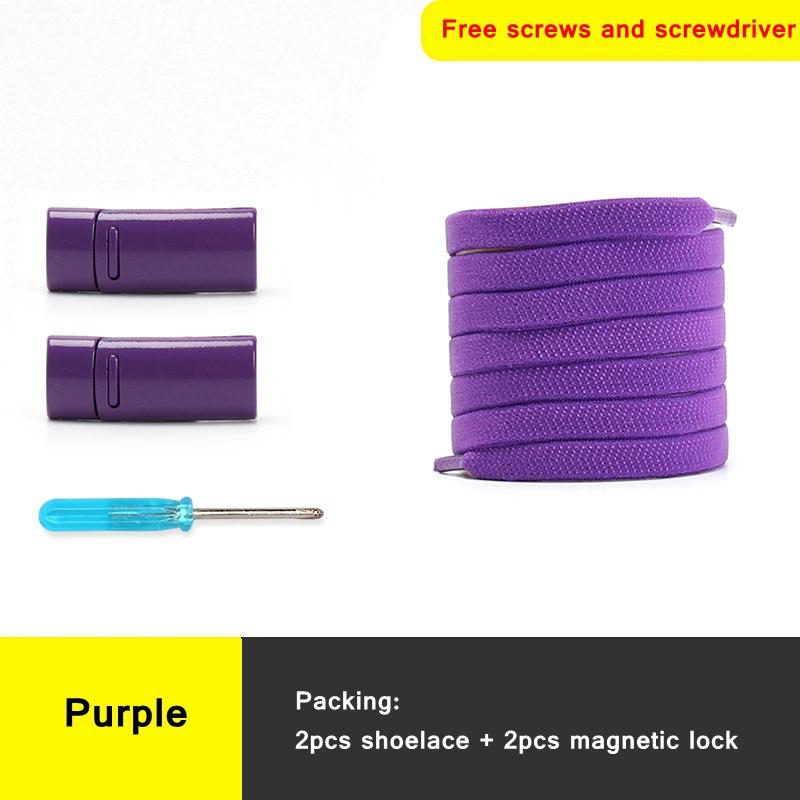 Colorful Magnetic Lock elastic Shoelaces Without ties Elastic Laces Sneaker No Tie Shoe laces Kids Adult Flat Shoelace for Shoes
