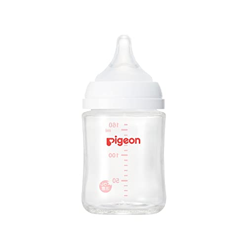 PIGEON Biberon per l'allattamento 160ml da 0 mesi in su Realizzato in vetro resistente al calore che si raffredda rapidamente Resistente ai graffi e igienico
