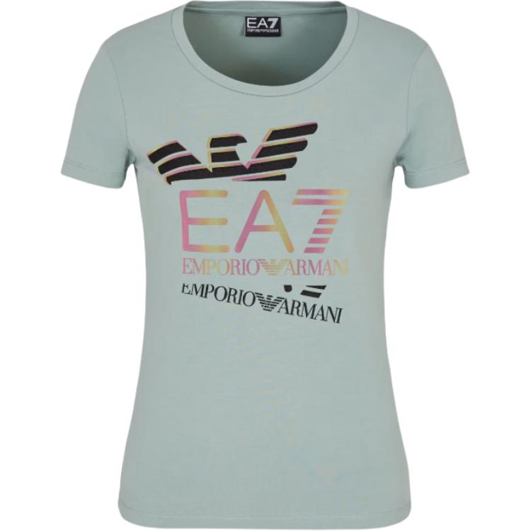 

Emporio Armani EA7 Round Neck Letter Print Short Sleeve T-Shirt Women tops Green 7W000182-AF10373-U9024 S