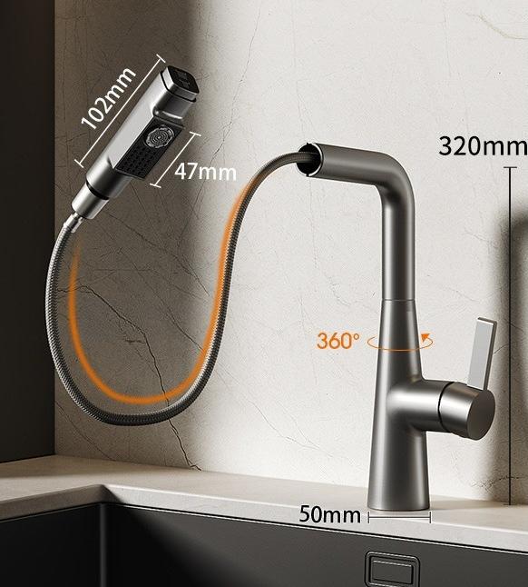 Kitchen Sink Faucet Pull-out Basin Faucets Universal Rotation Laundry Sink Cabinet Faucet Deck Mounted Cold and Hot Water Tap