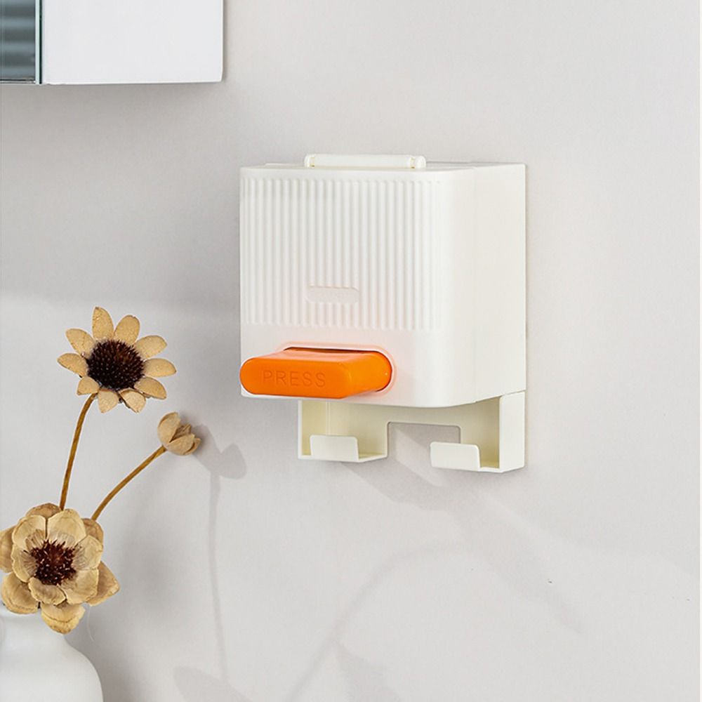Dustproof Lid Press Cotton Swab Box Wall-mounted Press Type Cotton Swab Container Space-saving Easy Installation