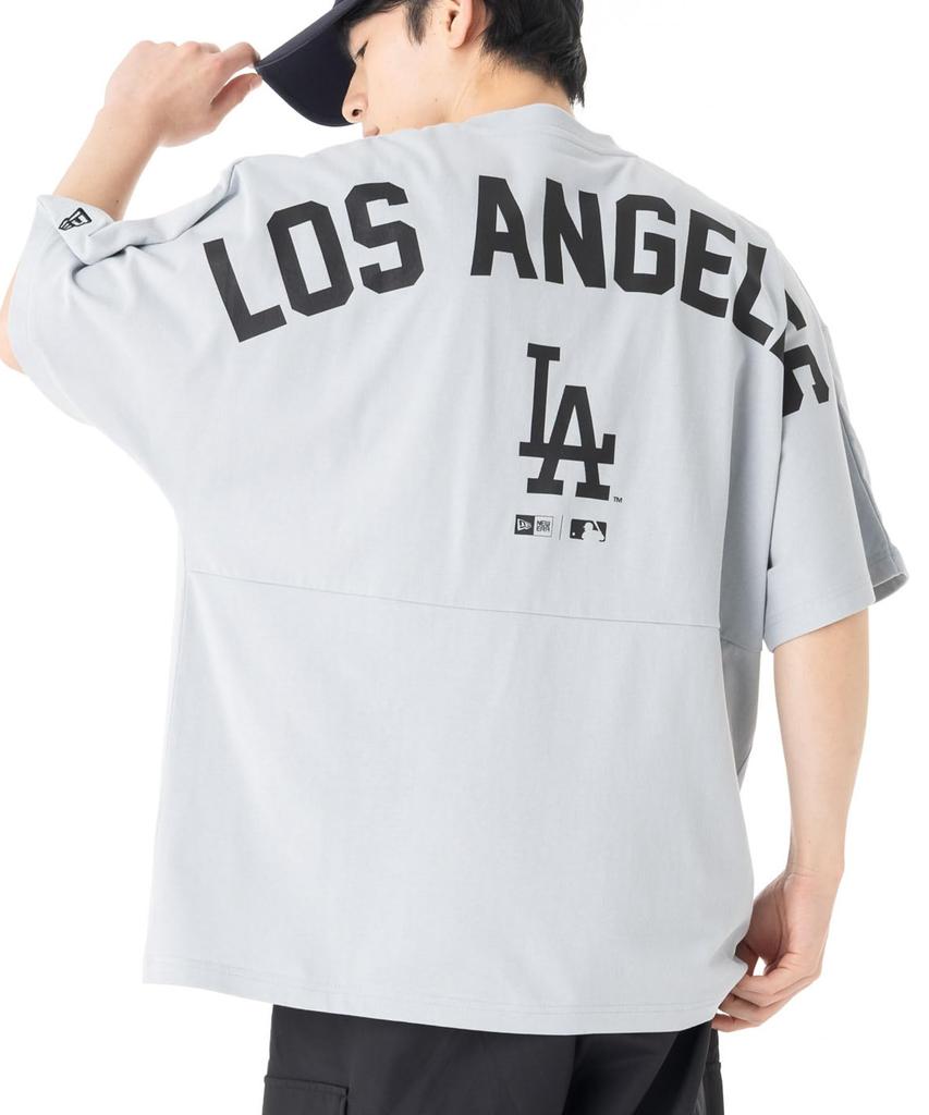 New Era Drop Shoulder Tee 15171181 NER35A2954 LA Snow Gray Black Oversized MLB Apparel L T-Shirt S/S