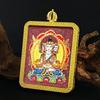 Zodiac Cinnabar Thangka Pendant - Eight Guardian Deities Amulet Box (Samantabhadra & Manjushri)