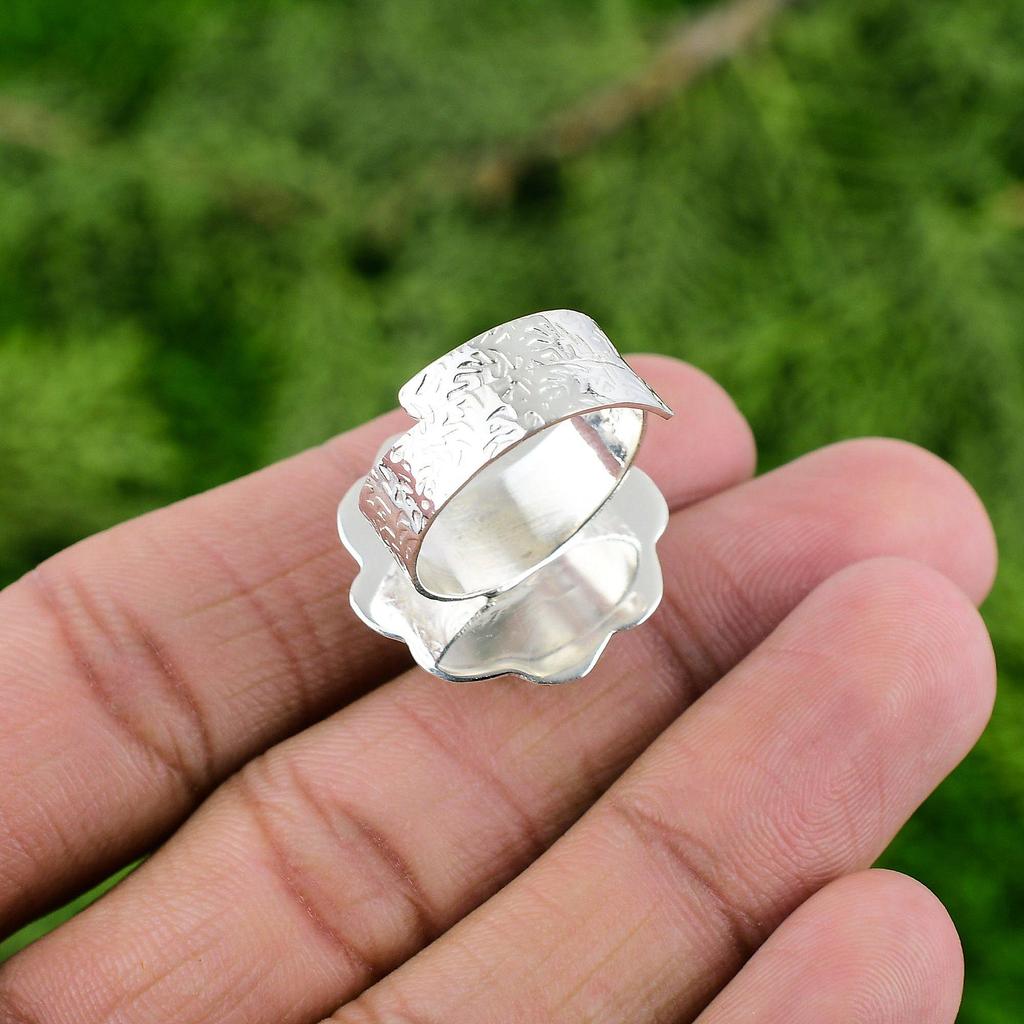 Natural Rainbow Moonstone Gemstone 925 Silver Promise Adjustable Ring For Women