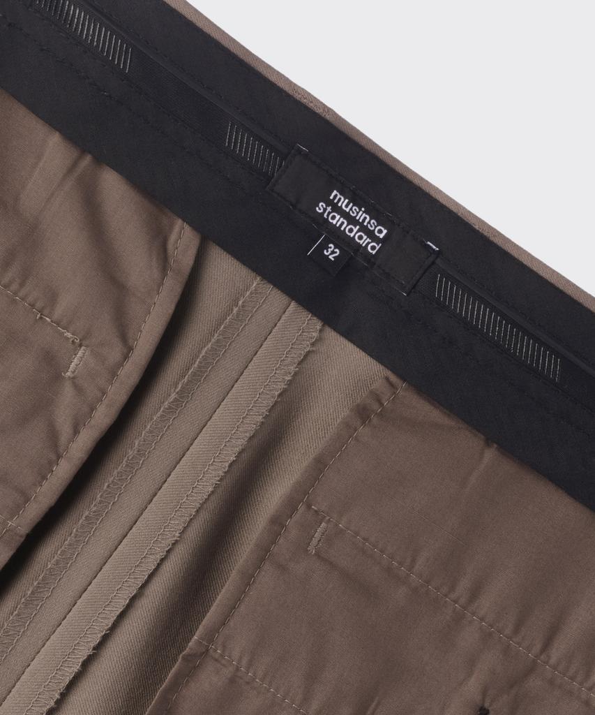 MUSINSA STANDARD Wool Semi-Wide Hidden Elastic Waist Slacks [Dusty Beige]