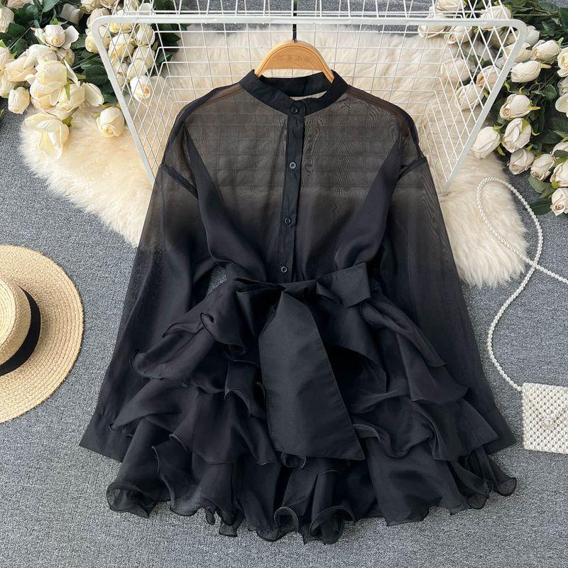 

Chiffon Chic Classy Bow Bandage Niche Top Black All yards