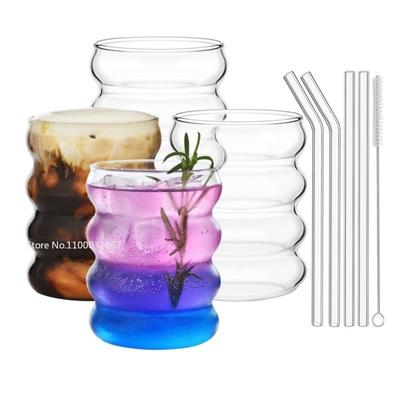 4PCS/lot  Heat-Resistant Clear Glass Coffee Cup High Borosilicate Water Milk Beer Juice Tea Cup for Home Bar Party Gift