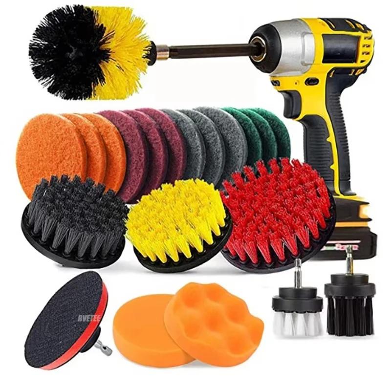 22Pcs Electric Drill Brush Kit Power Scrubber for Carpet Tub Furniture Shower Tile Tires - Multi-Surface Cleaning Tool