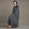Johnature Women Vintage Dress Spring O-Neck Long Sleeve Patchwork Pockets Button Female Dresses