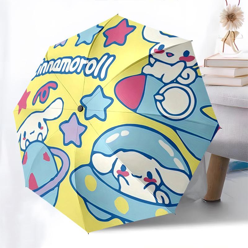 1pc Cinnamoroll Space Adventure Automatic Folding Umbrella - Portable 3-Fold Design with Iron Frame, Outdoor for Fans, Travelers, Everyday Use, Festiv