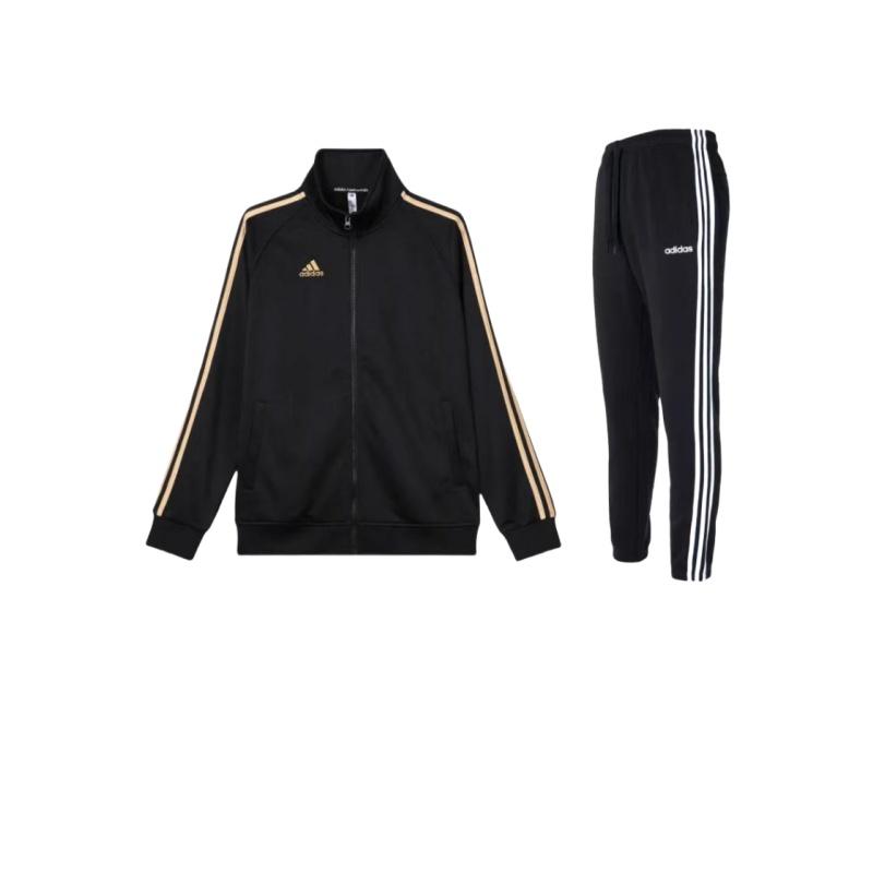 

Adidas Полосатый логотип ретро куртка стойка воротник и шнурок средняя талия длинные брюки повседневный спортивный костюм унисекс спортивная одежда DQ3093+-TR30JR-BG M