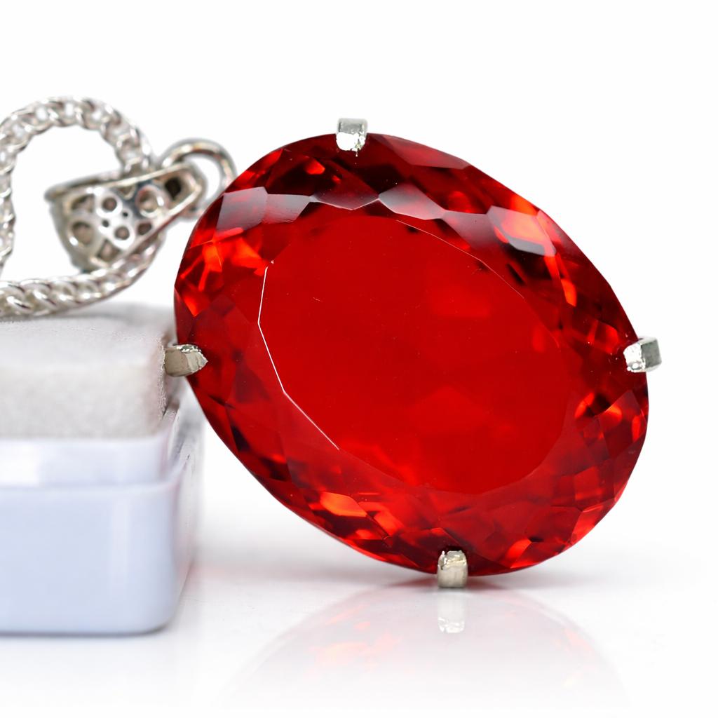 Natural Red Ruby Pendant 40 +ct Pigeon Blood 925 Silver Loose Gemstone for Jewelry Making and Crafts